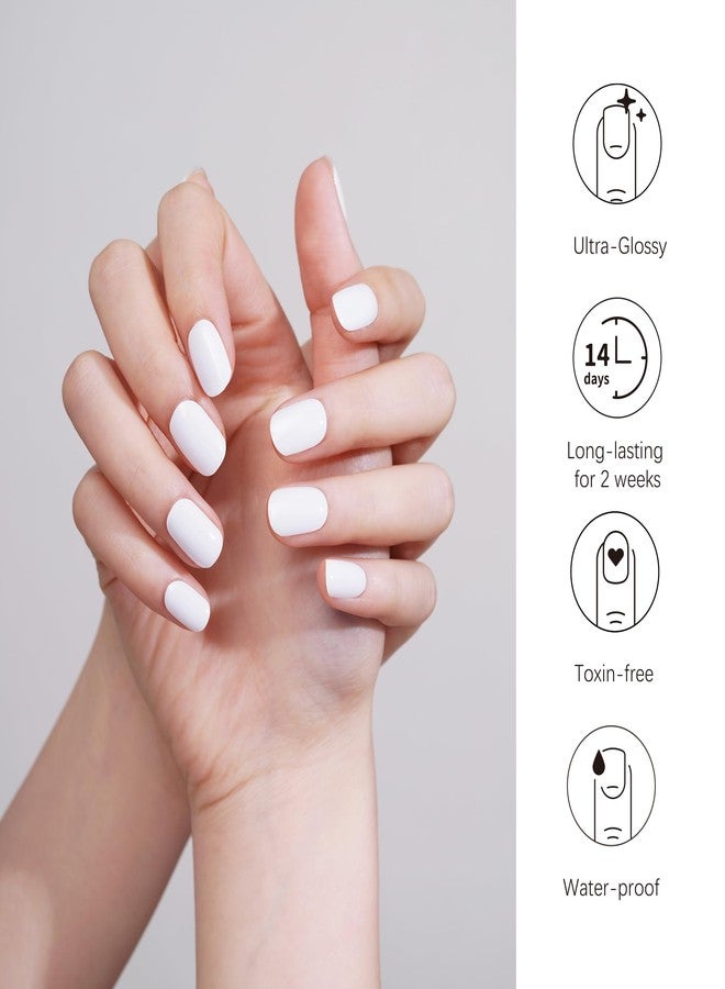 DANNI & TONI Semi Cured Gel Nail Strips (Pure White) Solid White Gel Nail Wraps 28 Stickers - Image 5